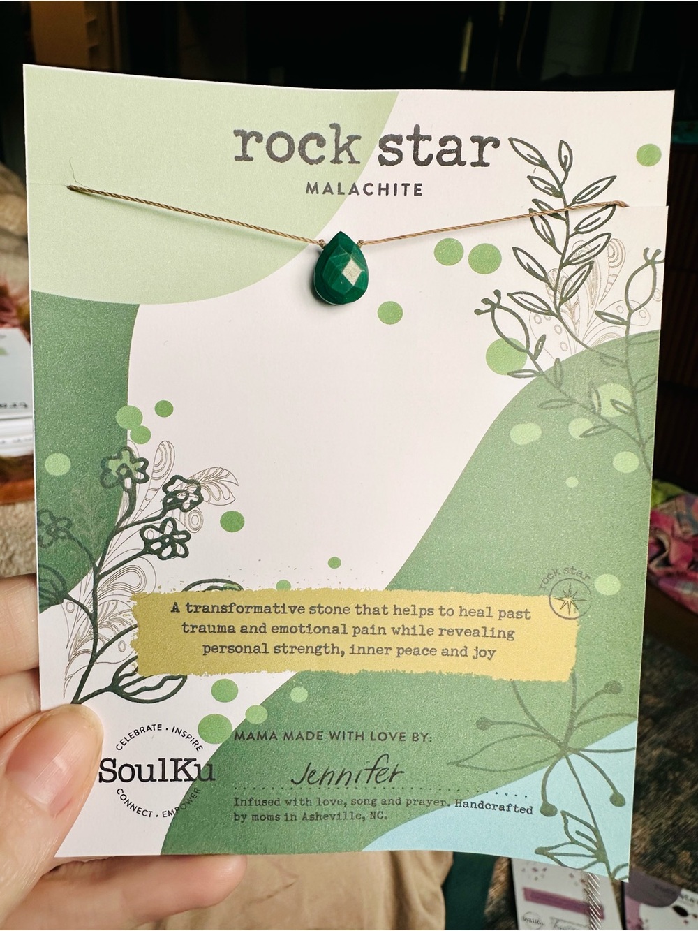 Soulku Malachite Teardrop Necklace - Green